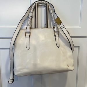 Elliot Luca ivory leather satchel/crossbody bag.